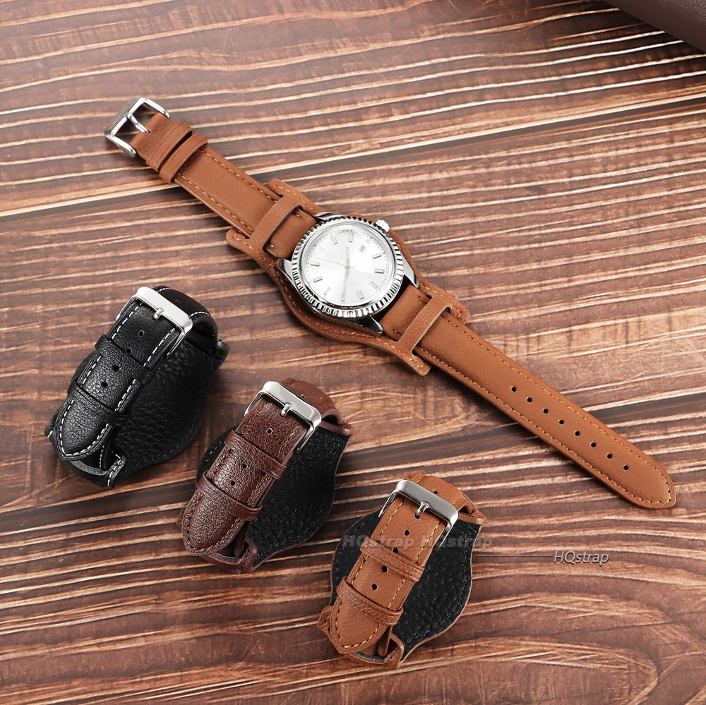 Vintage-Style Genuine Leather Watch Strap Bracelet
