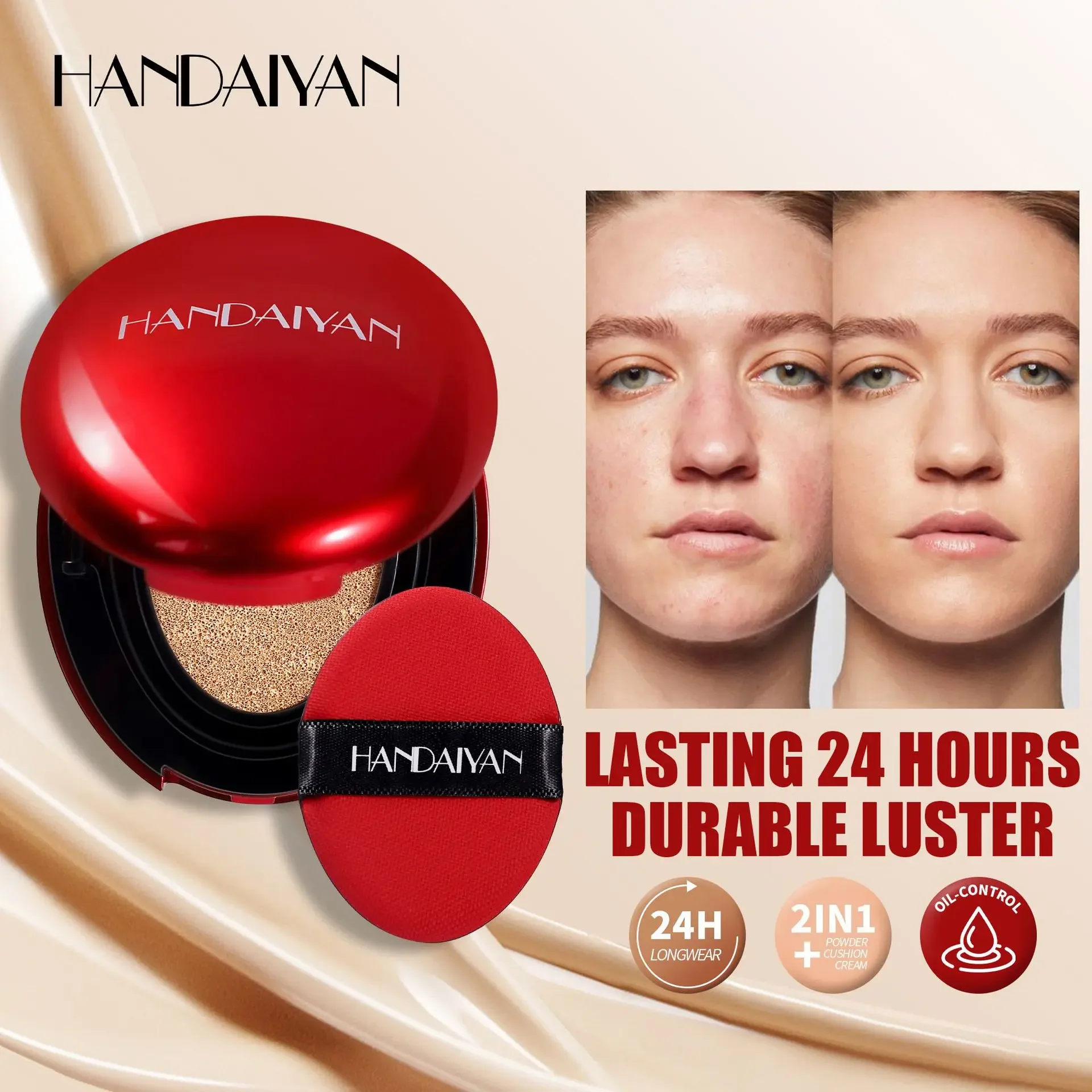 Air Cushion Full Coverage Waterproof Brightening Foundation - Long-lasting Base Makeup