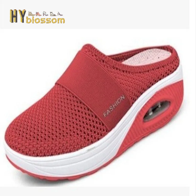 Women Casual Increase Cushion Shoes Non-slip Platformmesh shoes for Women Breathable Mesh Outdoor Walking Slippers home slippers