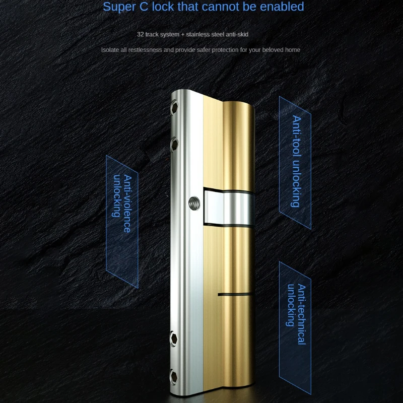 European Standard Door Lock Cylinder Super C-Level Anti-Theft Copper 8 Master Keys
