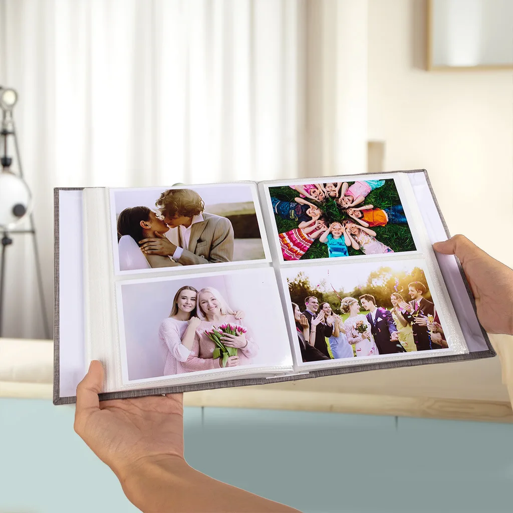 패브릭 타이 밴드 포토 앨범, 4×6인치 사진용 포켓 200개, 방 꾸미기, 결혼식, 여행, 졸업 및 가족 사진에 적합