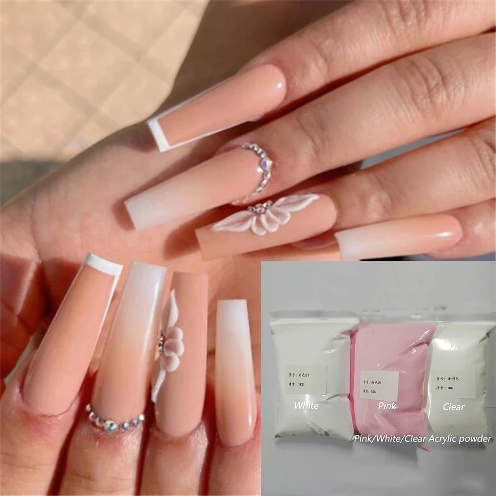 100g Nude Nail Acrylic Powder Solid Dip/Acrylic Powder White Clear Pink Nail Dust Chrome Dipping Pigment nail powder acrylic nail powder