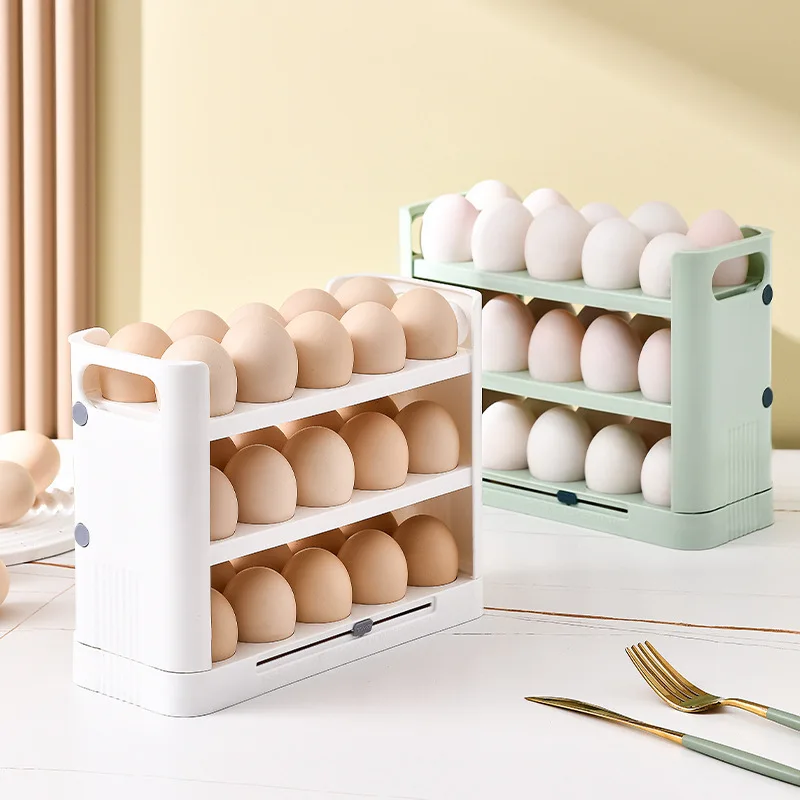 

Flip-Type Egg Storage Rack Refrigerator Organizer Box Creative Eggs Storage Box Practical Egg Container Kitchen Gadgets