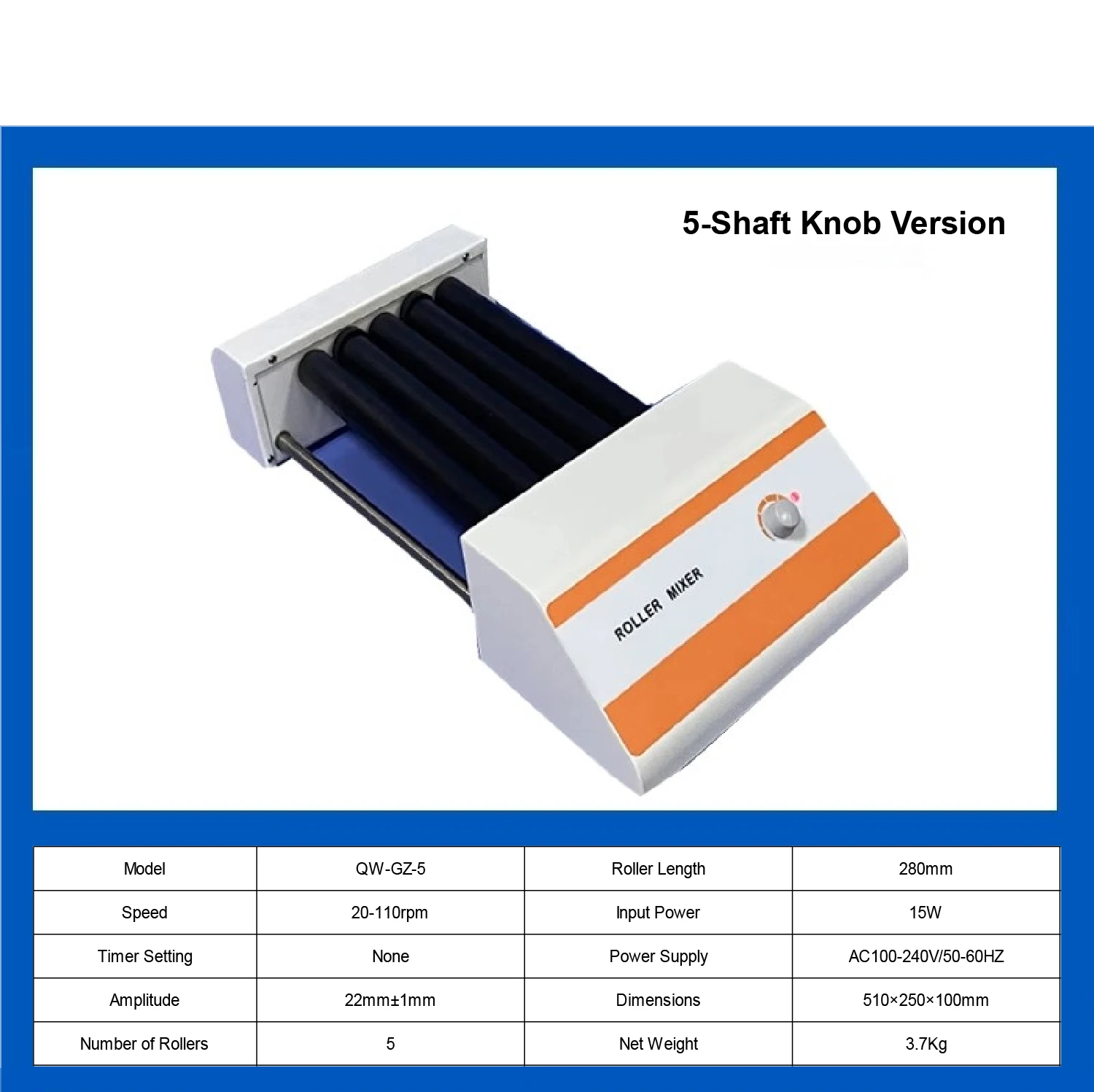 QW-GZ-5T Digital Tube Roller Mixer With Timer Laboratory Blood Tube Mixer 5 Roll