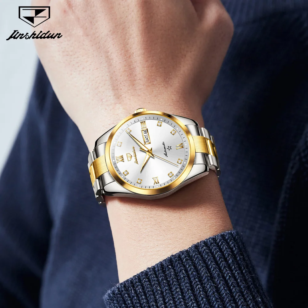 JSDUN 8963 Men's Watch Top Brand Luxury Mechanical Watch For Men Dual Calendar Business Man Wristwatch Waterproof Luminous