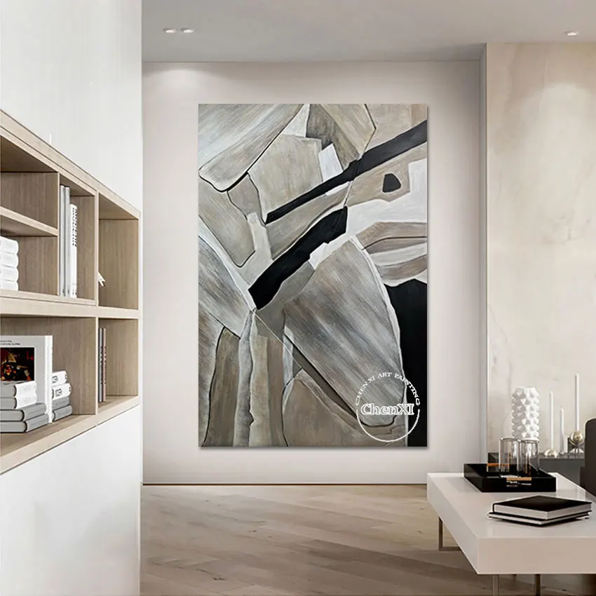 

100% Hand Painted Nordic Home Decor Abstract Large Oil Painting Gray Texture Wall Poster Showpieces Canvas Art Hot Selling