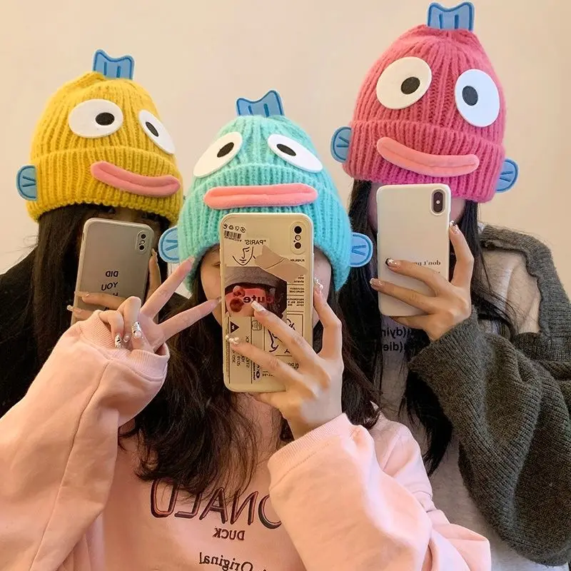

Sanrio Hangyodon Kawaii Anime Hat Fashion Knit Hat Winter Keep Warm Anime Ins Style Bonnet Hat Christmas Funny Personality Gift
