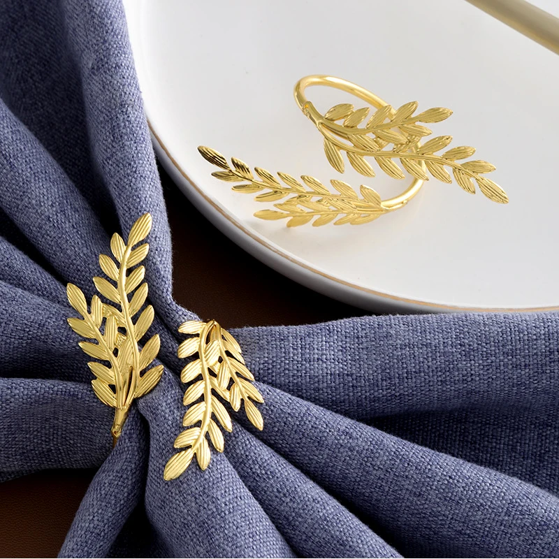 Silver Leaf Metal Napkin Rings 6