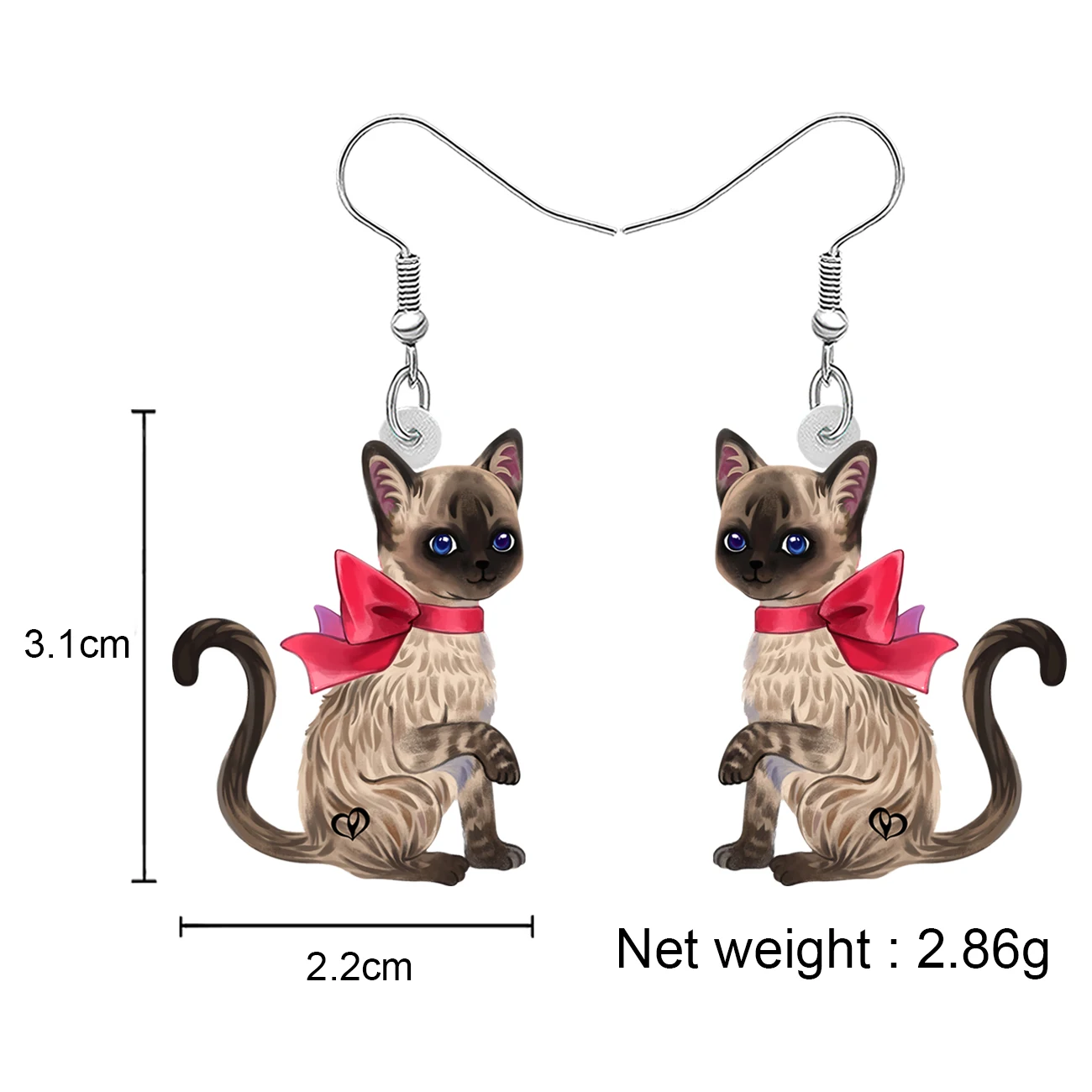 Bonsny Christmas Decorations Acrylic Elegant Siamese Cat Drop Earrings Long Tail Kitten Dangle For Women Girls Gifts Jewelry