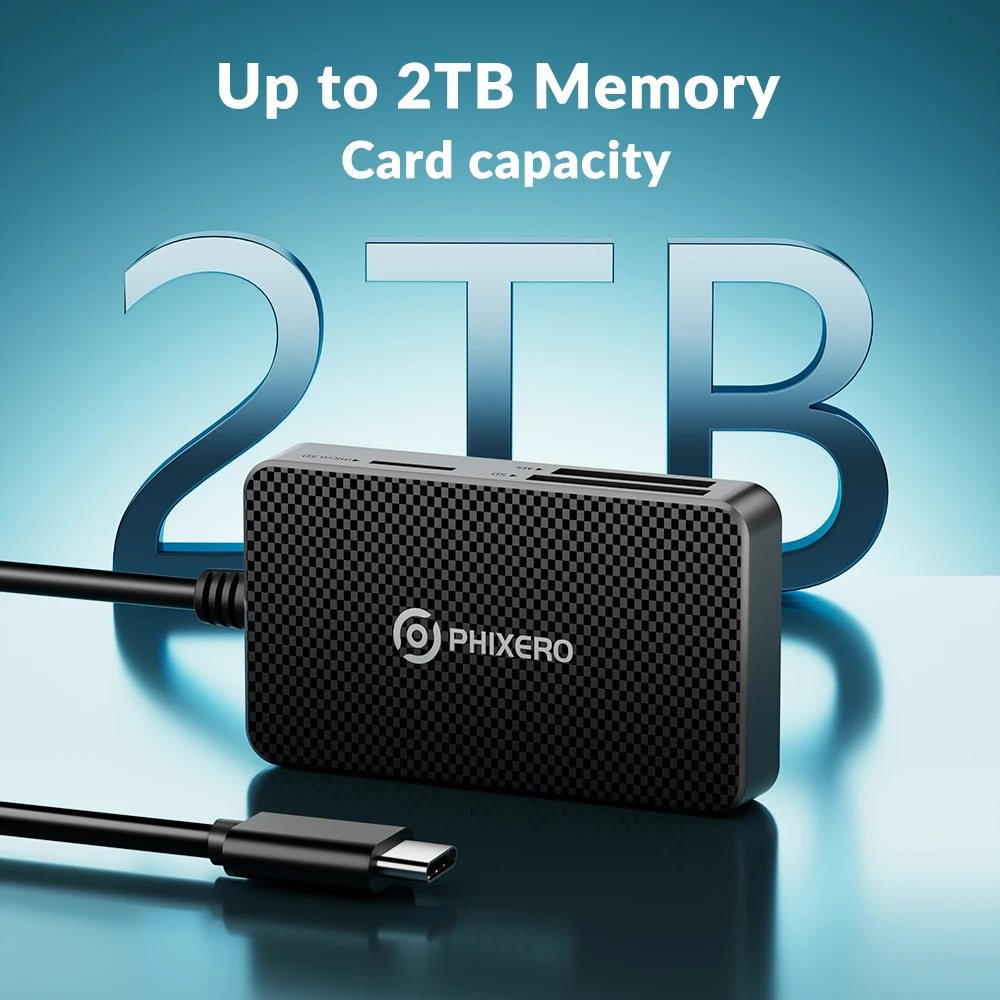 Phixero-usb a tipo c 3.0 Leitor de Cartão de Memória Adaptador Multi Detector Micro sd Sdhc Sdxc Mmc tf cf ms Pro Duo Stick Câmera Switch - Imagem 6