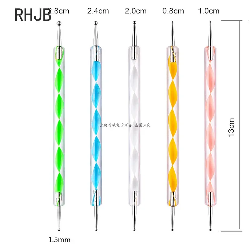 New 2025 Multiple nail art nail brush Design Tip Drawing Carving Dotting Nail Pen Builder Flat Liner Acrylic Gel Polish Manicure 5