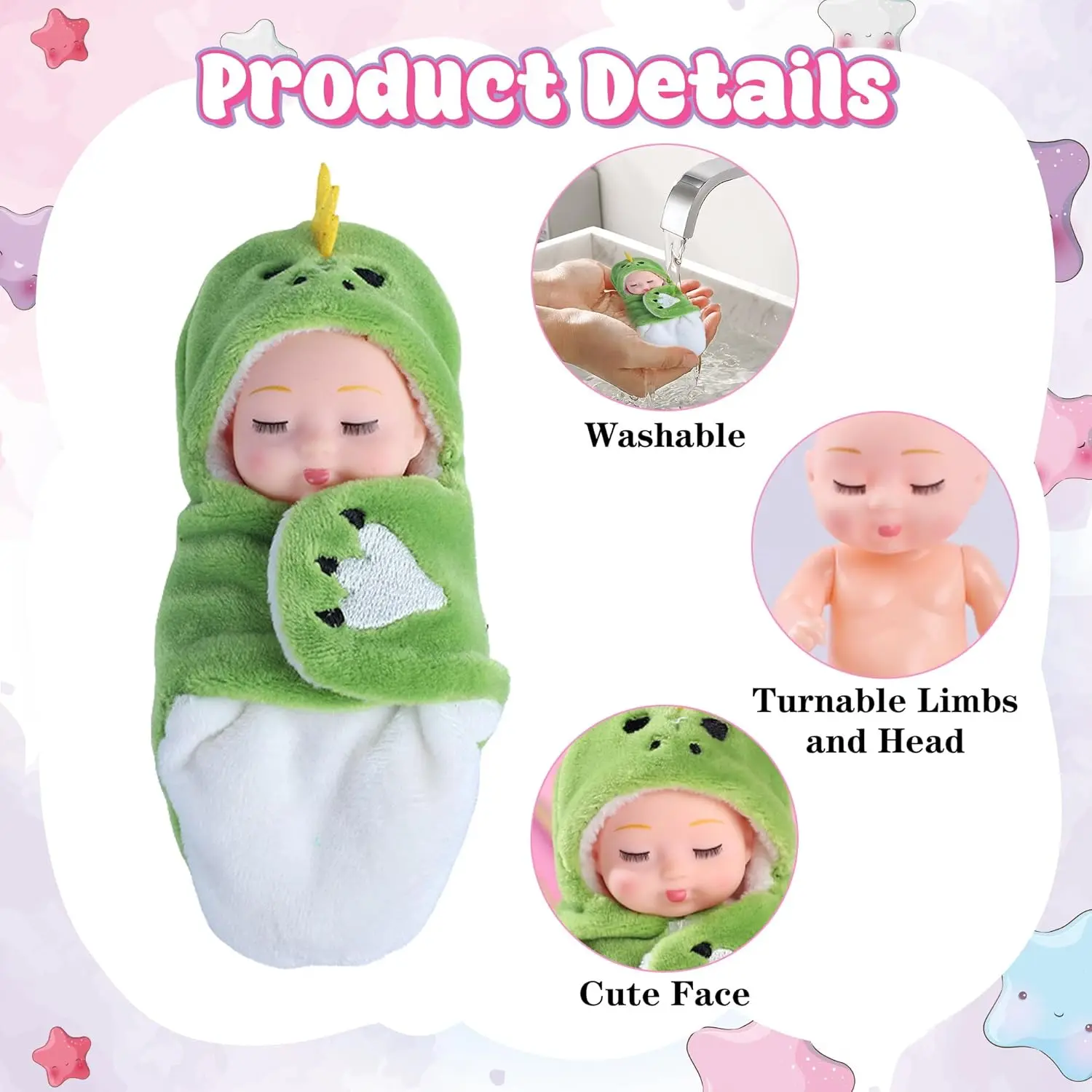 Mini Rebirth Doll Sleep Baby Doll Animal Theme Sleeping Bag Limb Activity Simulation Doll BJD Doll Toy Children's Birthday Gift - 3