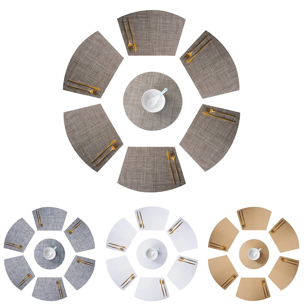 

7 Pcs PVC Wedge Placemats Non-Slip For Kitchen Dining Tableware Round Heat Resistant Non-Slip Place Mats