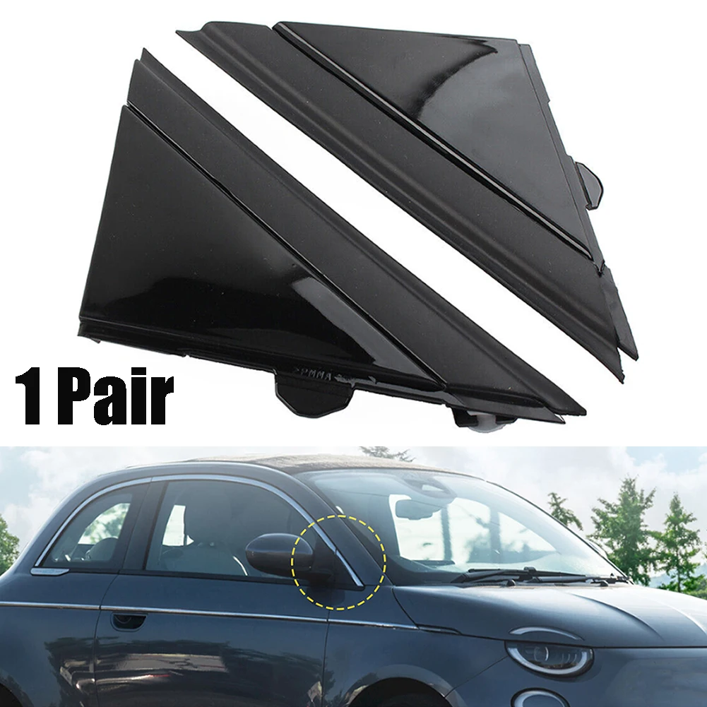 

2Pcs Molding Door Mirror Triangle Plate Cove Flag Cover Moldings Left+Right For FIAT 500 2012-19 Gloss Black1SH17KX7AA