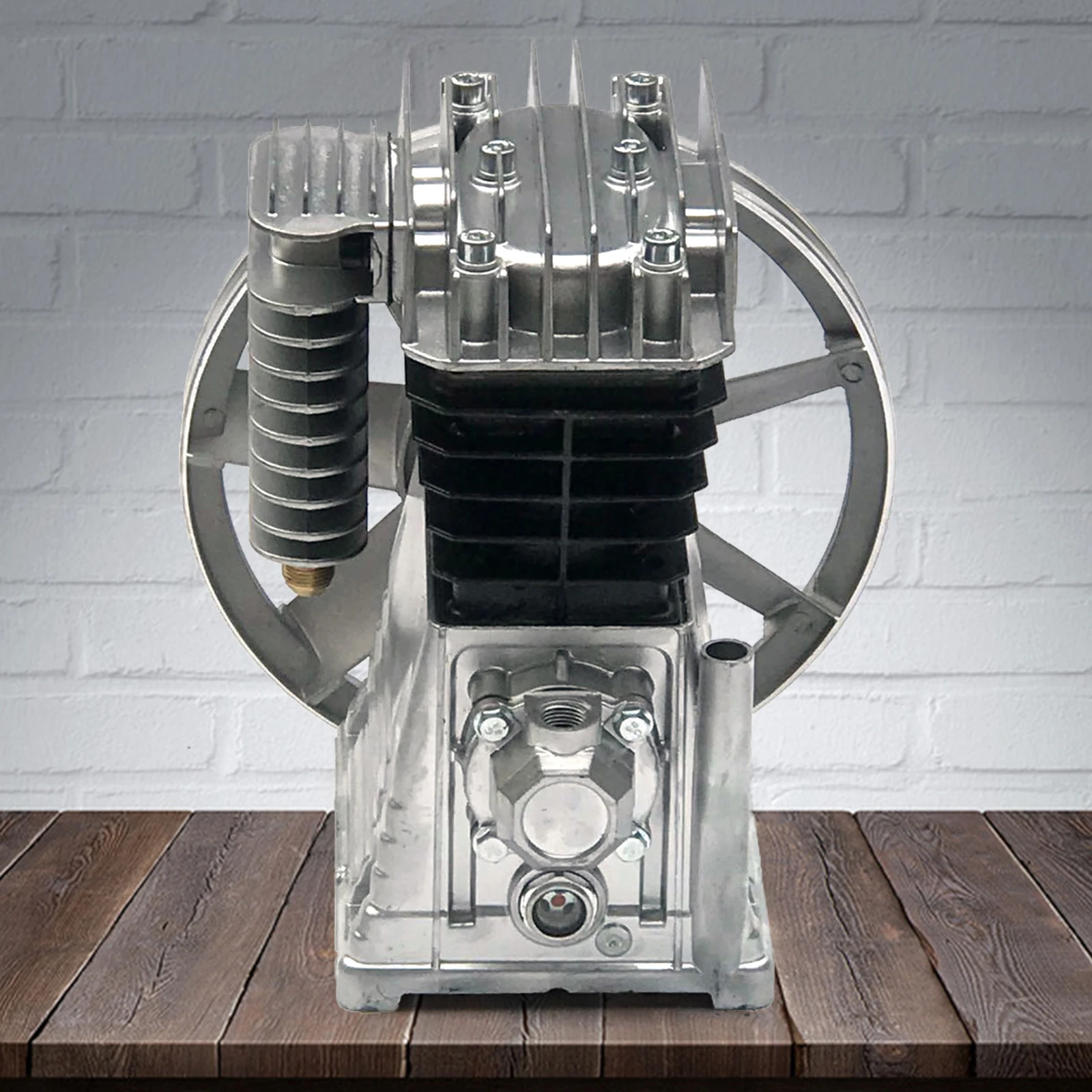 2HP 1500W Piston Twin Cylinder Air Compressor Pump Motor Head w/ Silencer