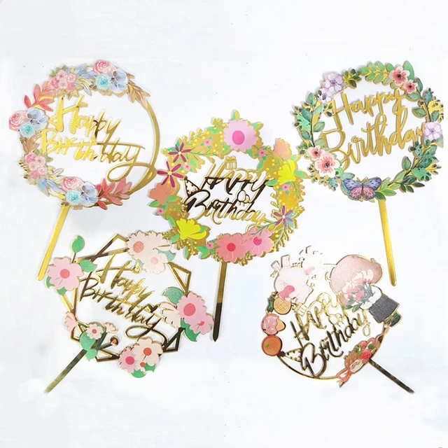 2023 New Happy Birthday Cake Toppers Gold Acrylic Kids Birhday Cake Topper  For Kids Birthday Party Cake Decorations Baby Shower - AliExpress