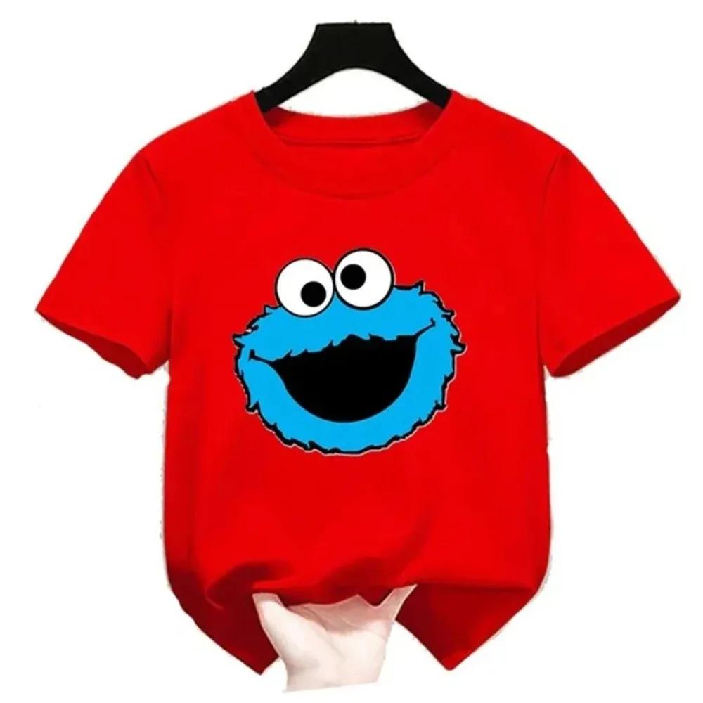 ELMO letnia T-shirt z okrągłym dekoltem dziecięca chłopcy i dziewczęta 2-12 lat T-shirt z krótkim rękawem nadruk Anime bawełna okrągła Ne