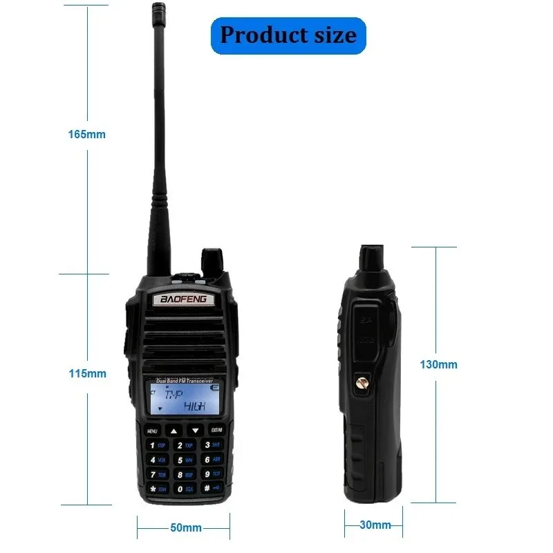 Baofeng UV 82 8W Military Walkie Talkie Long Range 10 KM High Power Modes Dual Ptt Baofeng UV82 UHF VHF Ham Radios UV-82 HP