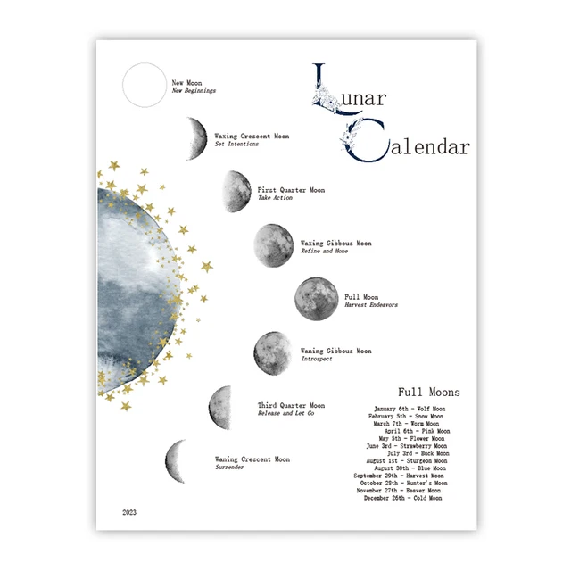 Astrological Moon Phase Calendar | Moon Phases 2023 Calendar | Poster Calendar  Lunar - Painting & Calligraphy - Aliexpress