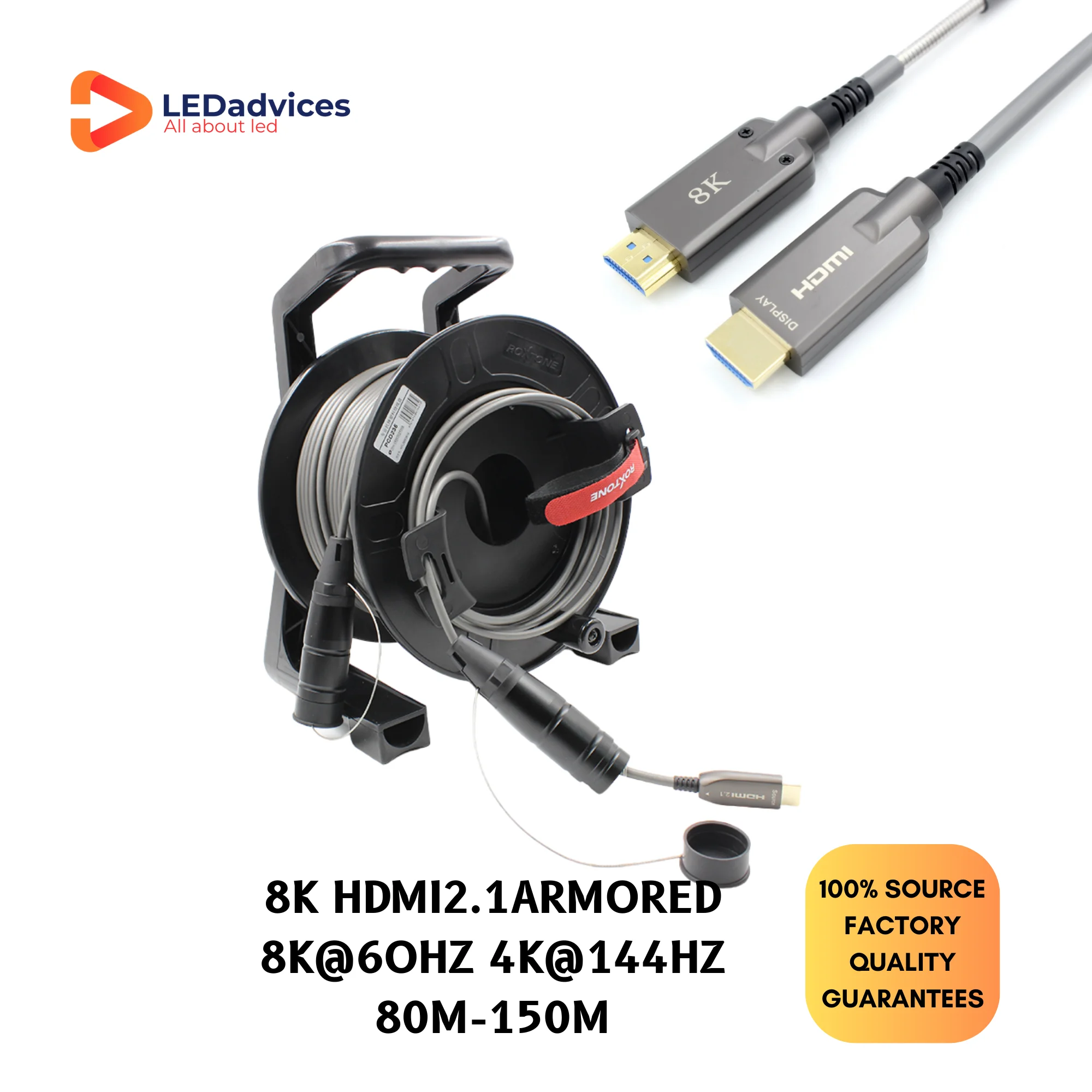 이벤트 LED 디스플레이 스크린 광섬유 케이블, 100M 기갑 광섬유 케이블, HDMI2.1 AOC 케이블, 48Gbps, 8K HDMI HDR, 10 기가비트