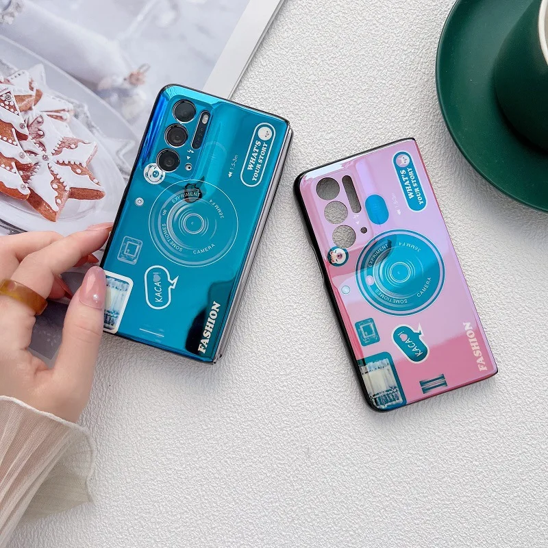 For Oppo Find N Case Silicone Imd Camera Pattern Cover Shockproof Flip Folding Blue Light Phone Shell For Oppo Find N Fundas