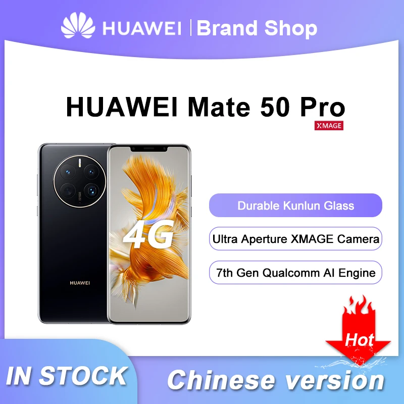 Original New Huawei Mate 50 Pro Smart Phone 6.74 Inch 120Hz Snapdragon 8+ Gen 1 66W 4700mAh 50MP Main Camera HarmonyOS 3.0