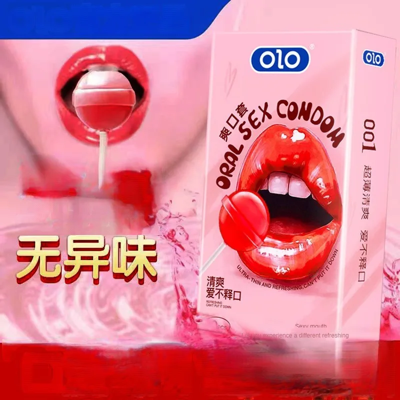 Oral Sex Condoms Condoms Sex Toys Condom Sex Toys with Strawberry Taste Safe Sex Penis Sleeve Intimate Goods Tongue Lick Dick Toys 10Pcs For Adult