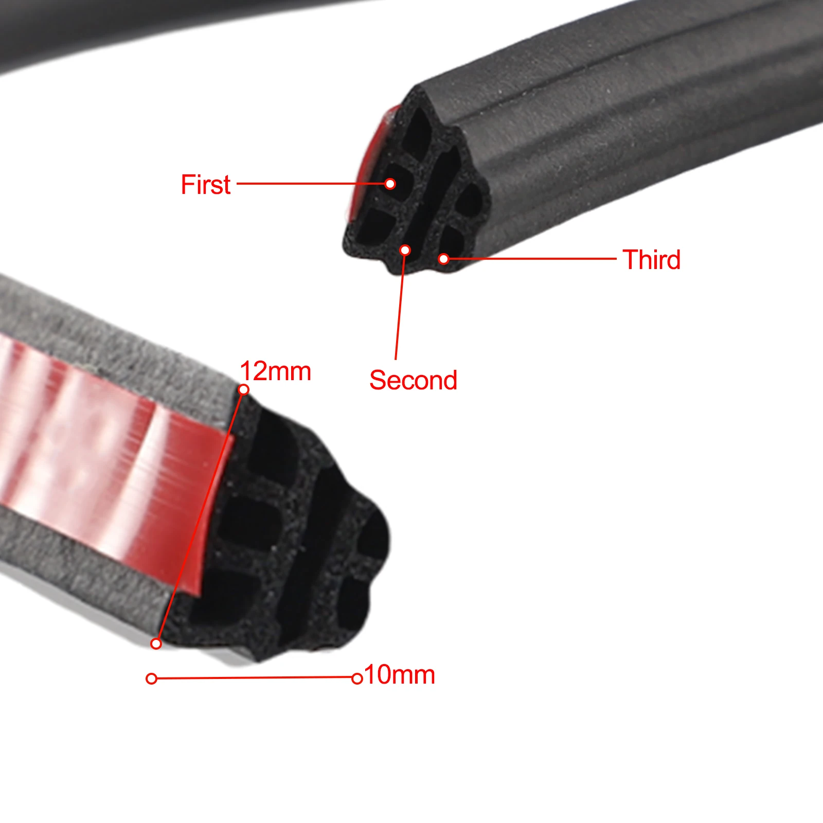 

3-Layer Rubber 11mm X 9mm 1pc Brand New Door Seal Strips High Quality Seal Strip Sound Insulation Weatherstrip