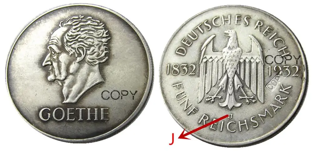 Germania 1932-J 5 Moneta Da Copia Placcata Argento Reichsmark