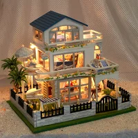 NEW DIY Wooden Mini Seaside Villa Miniature Building Kits Doll Houses With Furniture Casa Dollhouses for Friends Birthday Gifts