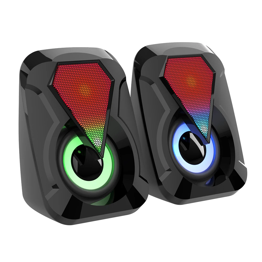 1pair Plug And Play RGB Light Subwoofer PC Laptop Computer Speaker Mini