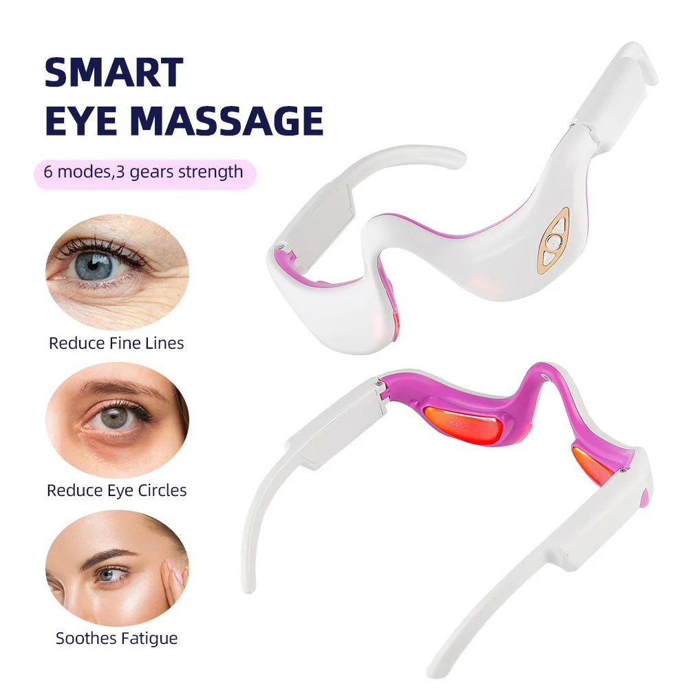 EMS Pulse Vibration Under-Eye Massager Heated Relieves Eye Fatigue Eyes Massage Glasses Dark Circle Eye Bags Eye Fat Remover 2