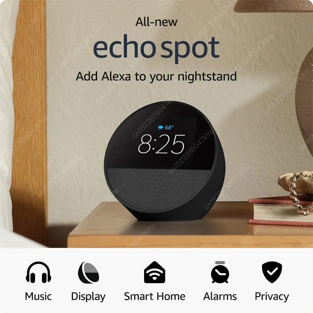 새로운 오리지널 Alexa Echo Spot 미니 Wifi 홈 알람 시계 활기찬 사운드 Alexa 스마트 혼 스피커