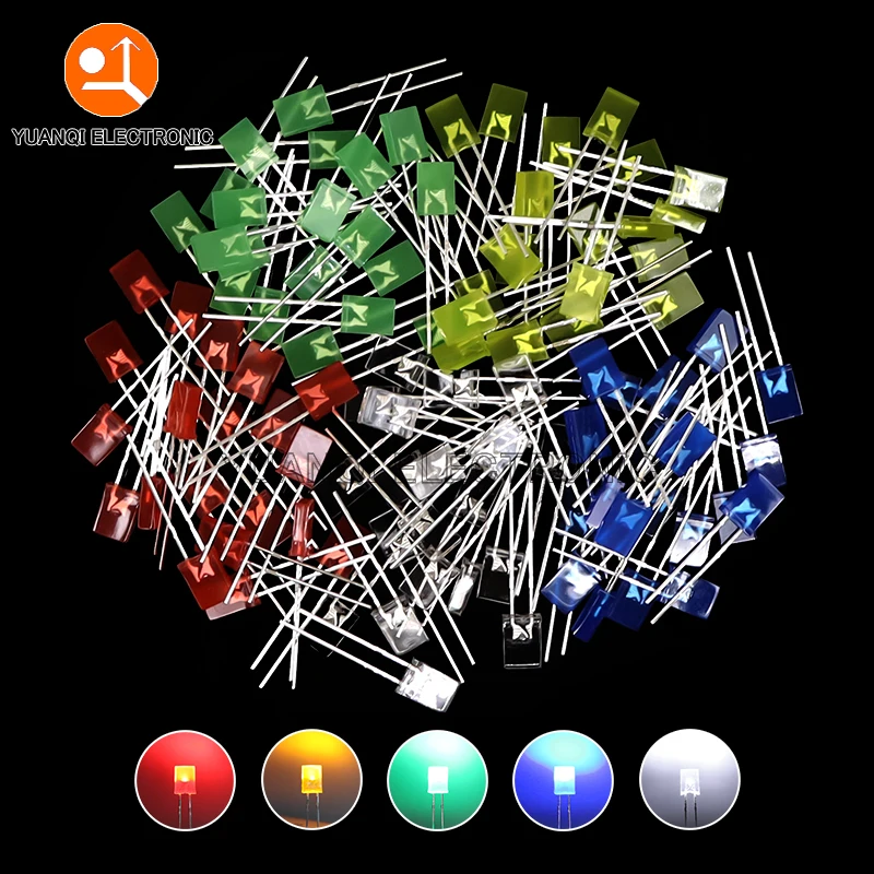 LED Diode 100PCS 2X5X7 Square Red White Yellow Green Blue Electronic DIY Kit