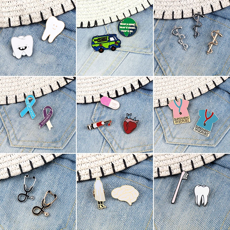 Enamel Stethoscope Brooches Health Brooches Pins Medical