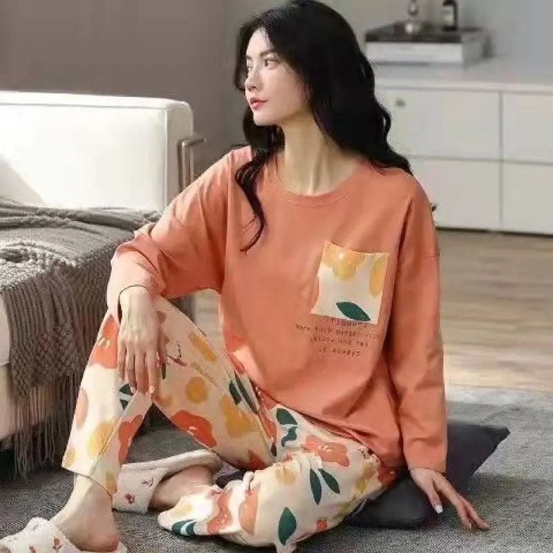 Women's Pajamas Sets Big Size 5XL Pyjama Plaid Loungewear Summer Autumn Sleepwear Cartoon 2 Piece Pjs Homewear