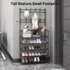 67-Inch Shoe Rack Multifunctional Metal With 5-Tier High Capacity Storage And 8 Double Hooks For Entryway Organization 5