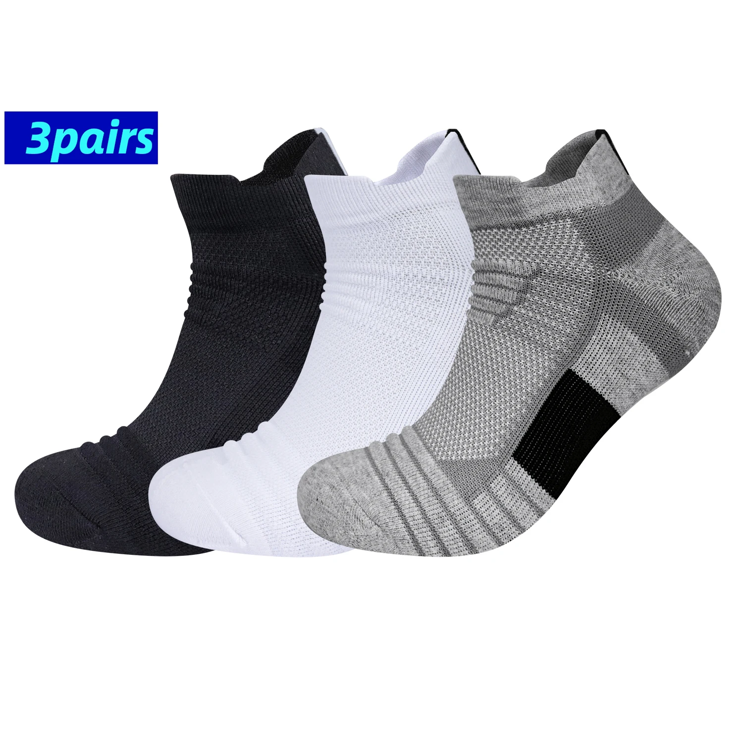Cycling Socks 3 Pairs Men's Sport Basketball Running Compression Ankle Anti-slip Bike Bicycle Mtb