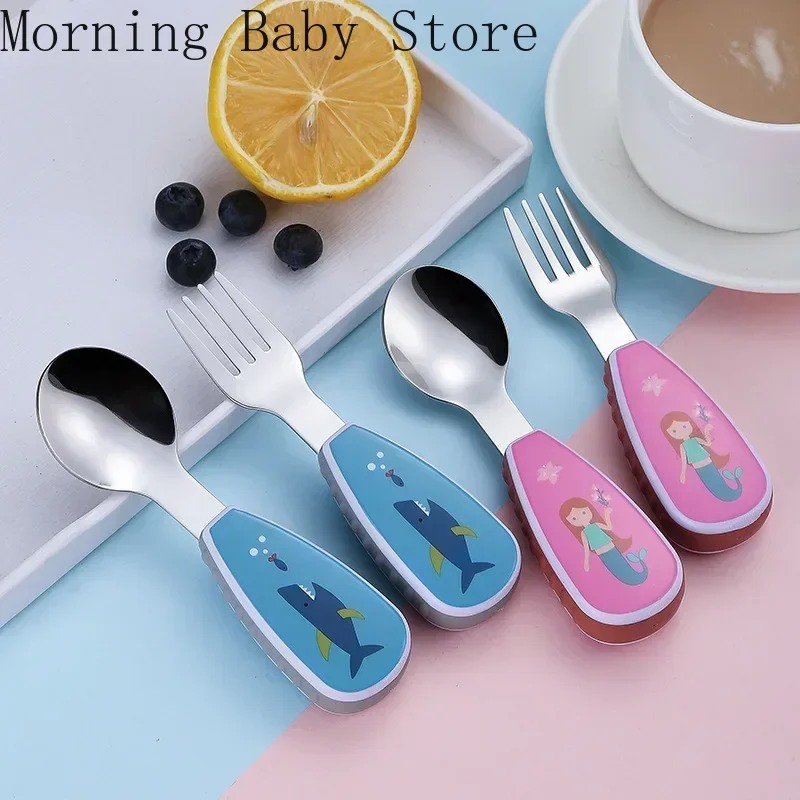 304 Stainless Steel Baby Feeding Spoon Fork Set