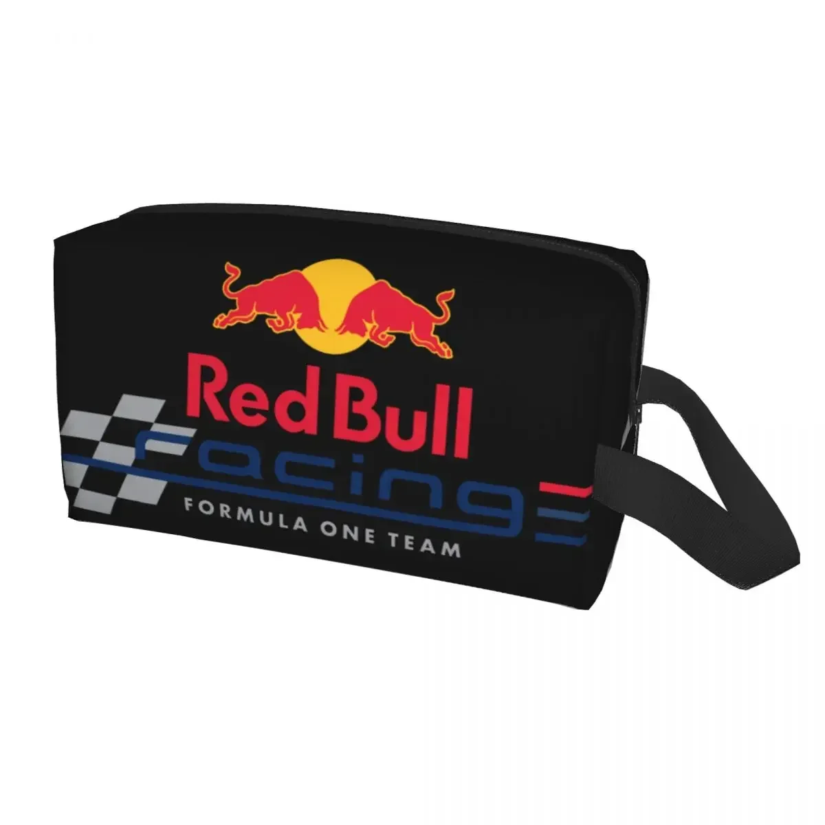 

Custom Red Double-Bull Racing Travel Cosmetic Bag Women Toiletry Makeup Organizer Ladies Beauty Storage Dopp Kit