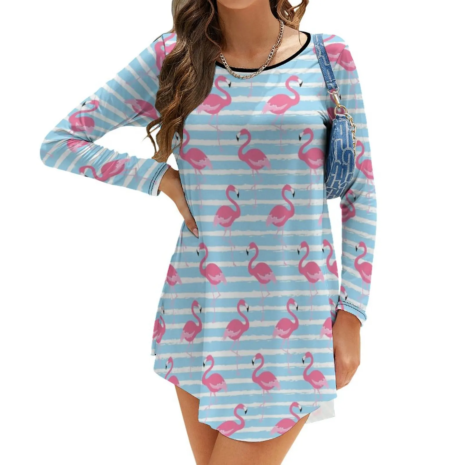 

Pink Flamingo Long-Sleeve Dress woman dress wedding dresses for parties