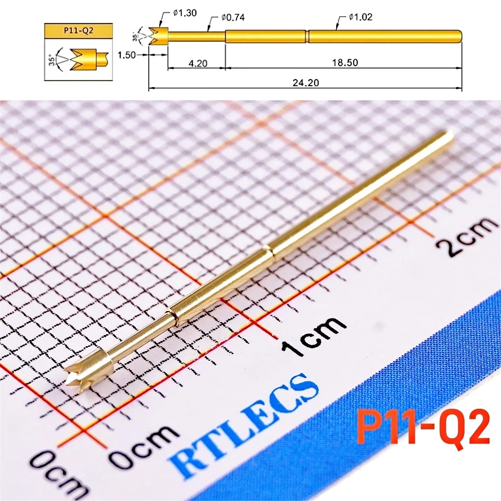 Gold Plated Spring Loaded PCB Test Probes (100-Pack) - 1.91mm Pitch, 1A Rated