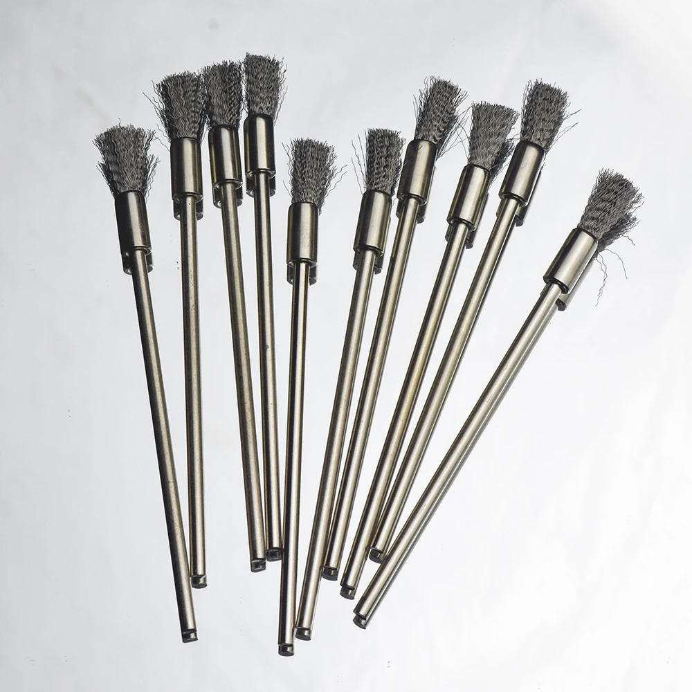 10Pc Stainless Steel Wire End Brush Pen Shape Bristle Scratch Brushes Extension Rod 1/8" Shank For Power Rotary Tool 4