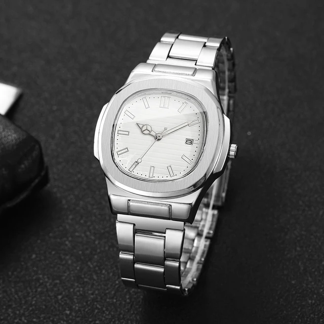 Men Fashion Wristwatches Business Square Dial Stainless Steel Strap Quartz Watch - Image 3