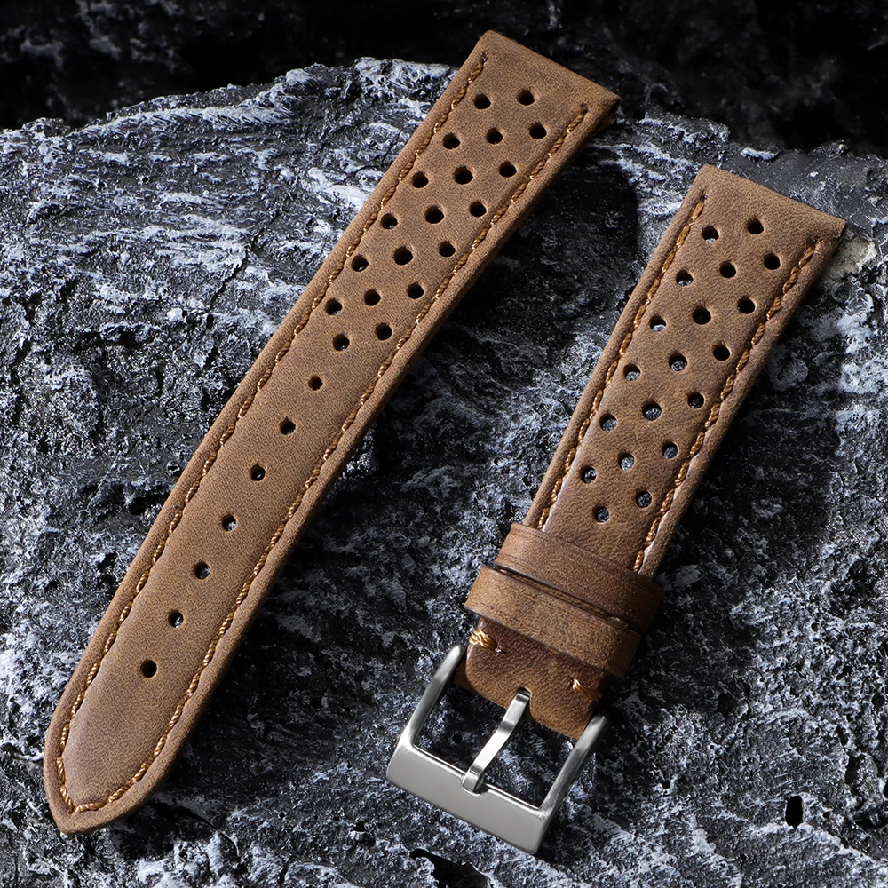 Vintage Calfskin Leather Watchband - Breathable Strap