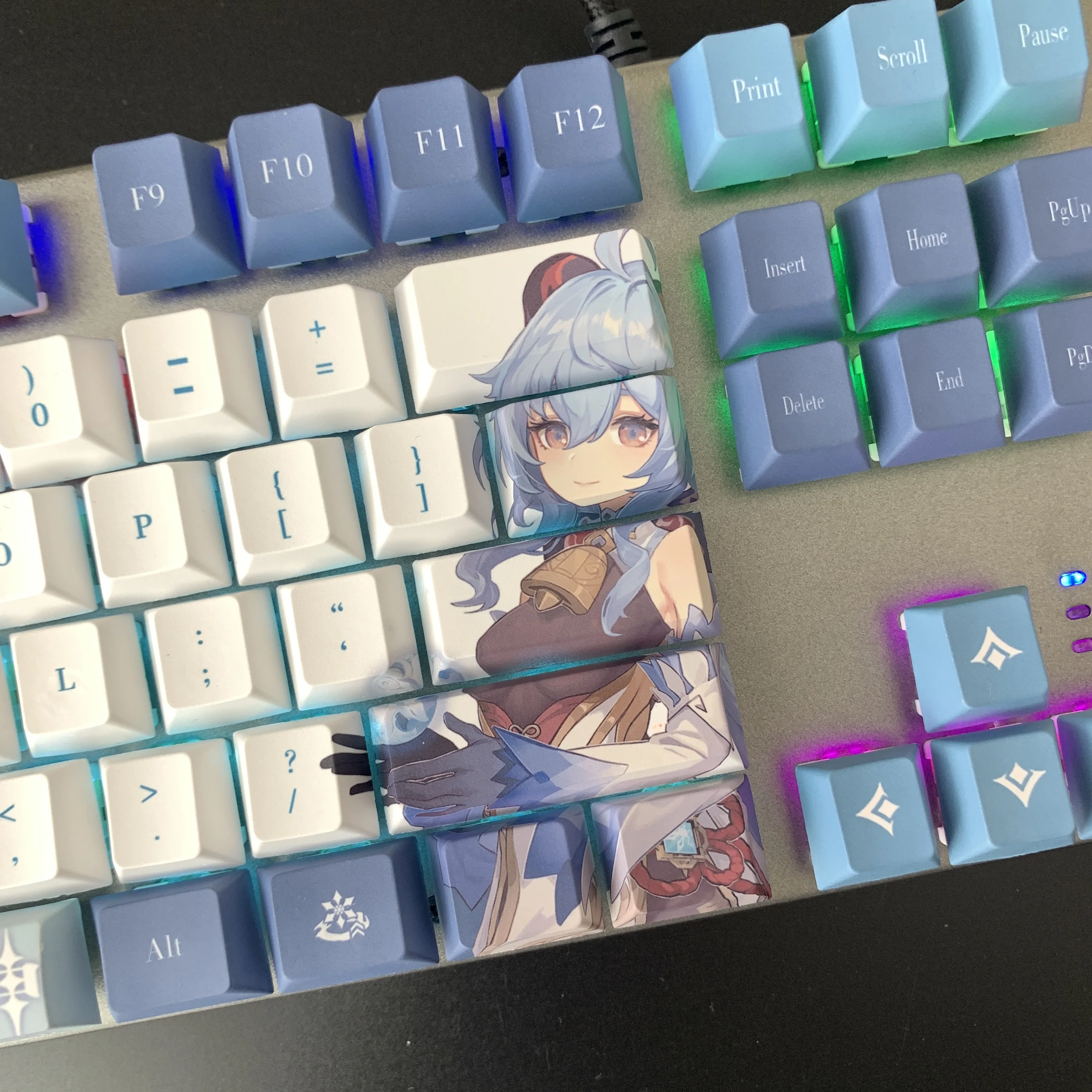 genshin keycaps genshin impacto tema ganyu pbt material chaves conjunto para teclado mecânico chave chreey perfil