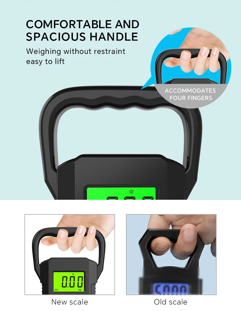 Description Picture 3 of itemPortable Digital Hanging Scale LCD Dsiplay USB Recharge Hook Scales Courier Hunting Luggage Home Weighing Balance Tools 60kg/10g