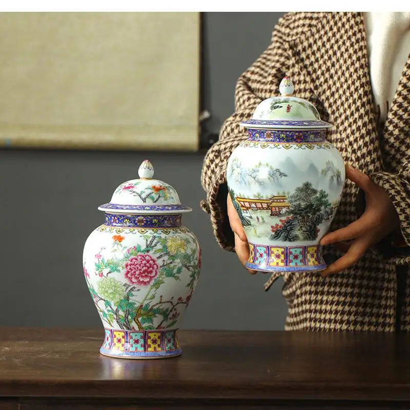 Ceramic Tea Tins Grain Dispenser with Lid Coffee Bean Candy Jar Moisture-proof Sealed Box Kitchen Storage Container