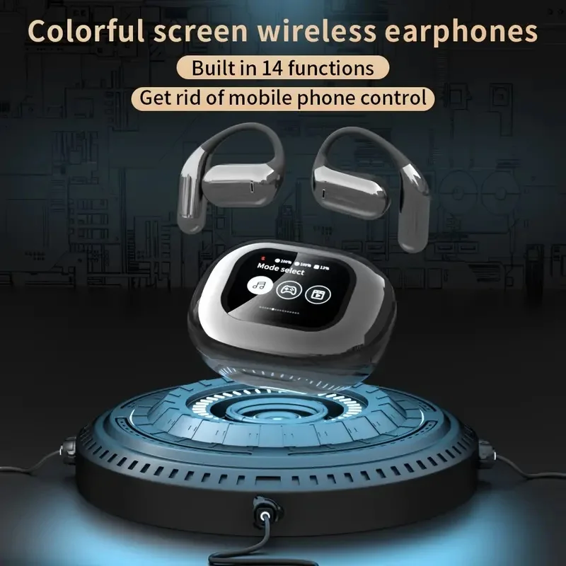 Open Ear Headset Wireless Bluetooth Earbuds Intelligent Touch Screen Headphones Built-in Mic Sport Earphones for Running Fitness bluetooth earphone
