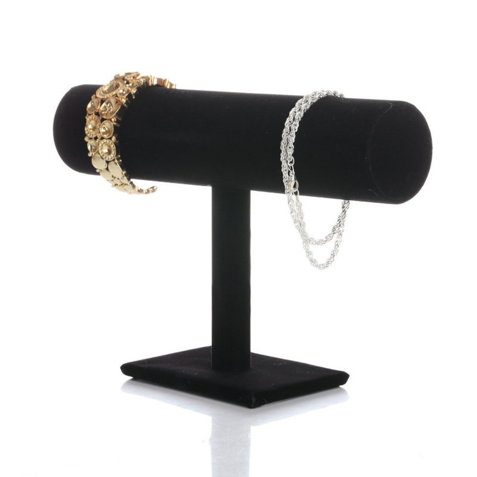New Single Tier Velvet Bracelet Chain Watch T-Bar Rack Jewelry Hard Display  Holder  Organizer High Quality Display Stand